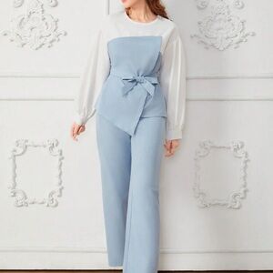 SHEIN Blue and White Kids Matching Set